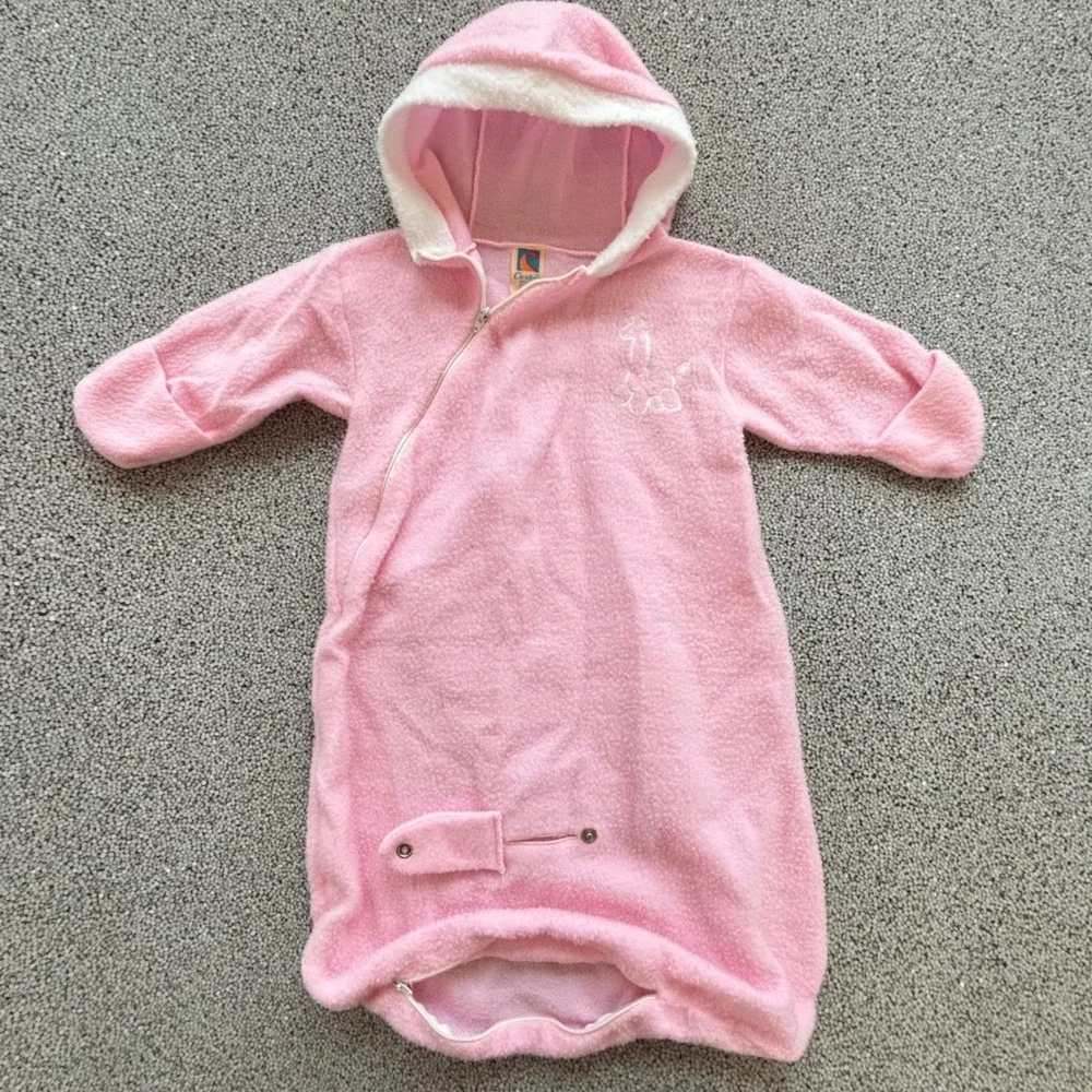 Carter's Fleece Bunting Baby One Size Pink Giraffe USA Vintage Coquette